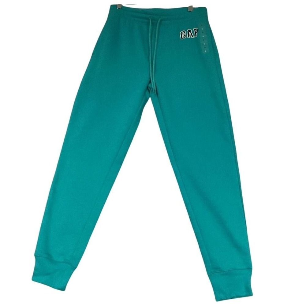 GAP Logo Fleece Joggers Womens Small Teal NWT Drawstring Arch Logo Sweatpants